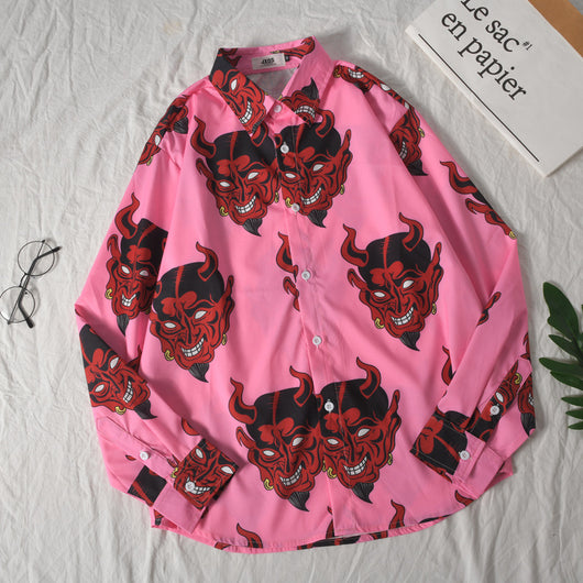Camisa Suelta Estampada para Parejas de Manga Larga - Image 3
