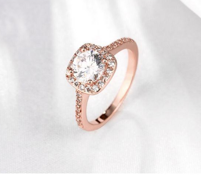 Anillo Oro Rosado Mujer con Circonia y Diamante - Diseño Europeo Moderno - Image 13