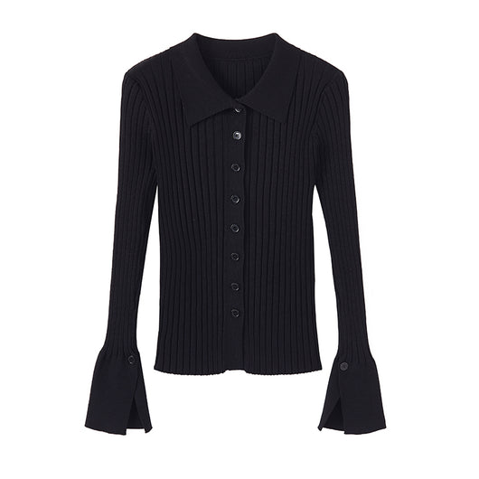 Suéter Tejido Denso con Cuello Solapa y Puños de Trompeta - Abrigo Base Invierno Mujer - Image 11