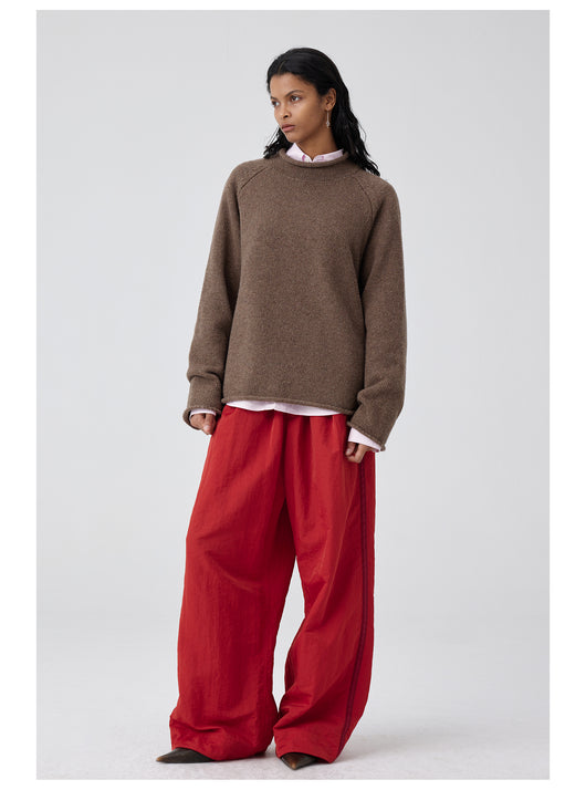 Pantalones Anchos de Talle Alto con Pliegues en Nylon - Image 11