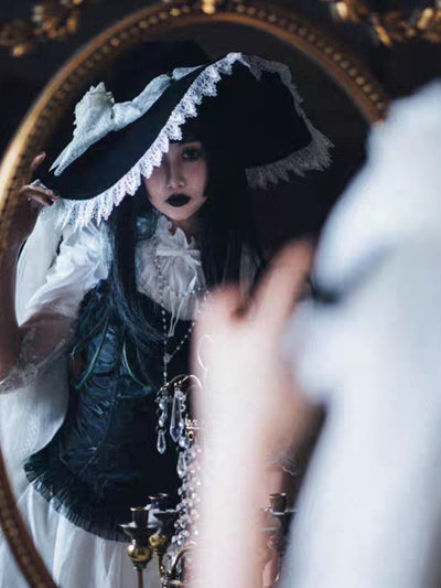 Sombrero de Bruja Halloween con Encaje y Cintas Largas para Niñas - Image 3