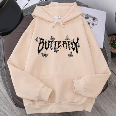 Sudadera Holgada Gótica con Mariposa y Letras para Parejas - Image 15