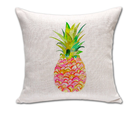Almohada Decorativa Piña Sketch de Algodón y Lino para Sofá y Oficina