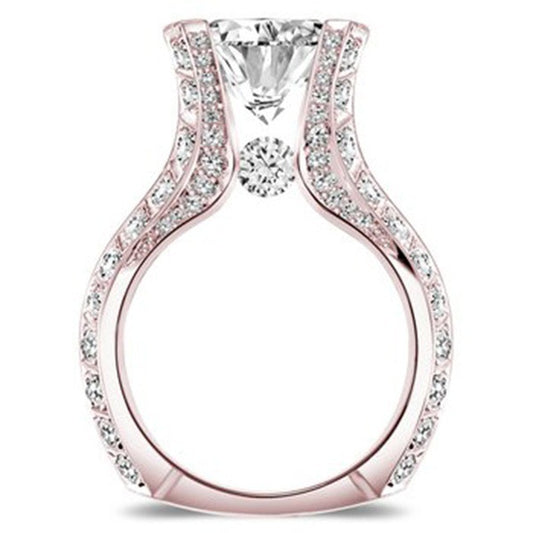 Anillo de Compromiso Óvalo en Circonia y Chapado en Oro Rosa - Image 2