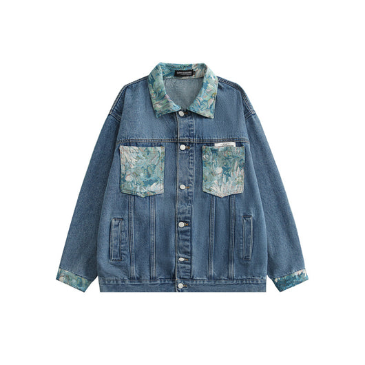 Chaqueta de Mezclilla Suelta Estampada para Parejas - Image 4