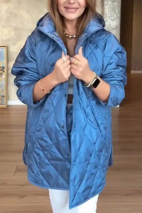 Chaqueta Acolchada Ligera con Capucha para Mujer - Diseño Rombo Casual - Image 10
