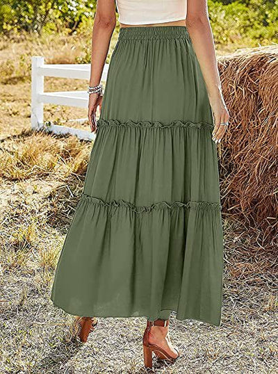 Vestido Maxi Plisado de Cintura Alta Elástica para Mujer - Image 2