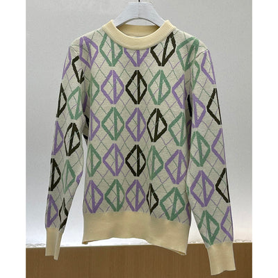 Suéter Geométrico de Diamantes Coloridos para Mujer - Image 5