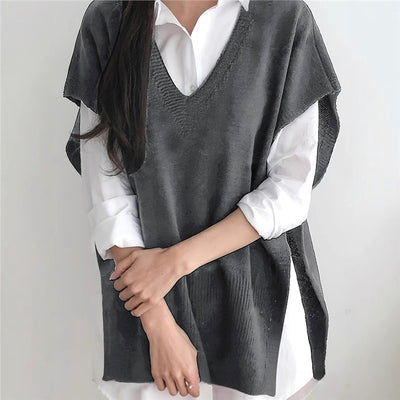 Chaleco Suelto Cuello V Talla Grande - Diseño Versátil