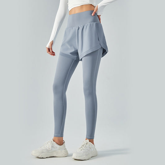 Leggins de Cintura Alta con Efecto Dos Piezas y Malla Antiexposición