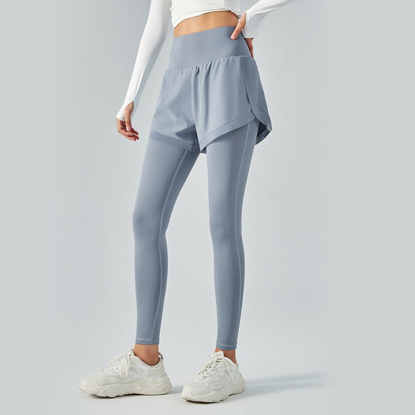 Leggins de Cintura Alta con Efecto Dos Piezas y Malla Antiexposición
