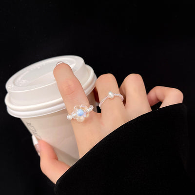 Anillo Elástico de Perla Hada con Cuerda Ajustable - Set de 2 Piezas - Image 6