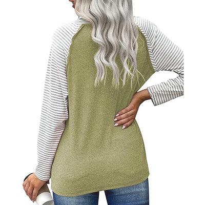 Blusa Mujer a Rayas con Cuello Alto y Mangas Largas - Image 8