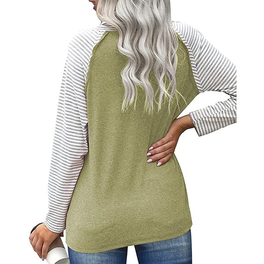Blusa Mujer a Rayas con Cuello Alto y Mangas Largas - Image 8