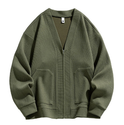 Cardigan Tipo Chaqueta Talla Grande para Hombre - Cierre de Cremallera - Image 16