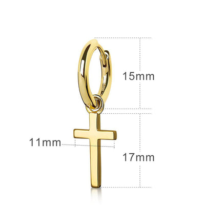 Aretes de Plata 925 Estilo Europeo Americano con Cruz Pequeña - Image 3