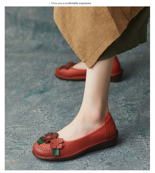 Zapatos Artesanales de Cuero Estilo Étnico Retro con Suela Suave para Mujer - Image 25