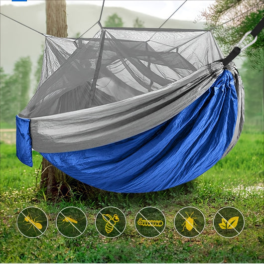 Hamaca Camping Doble Portátil con Red Antimosquitos y Correas para Árboles - Image 8