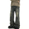 Jeans Amarillo Retro Desgastado Efecto Mud Wash