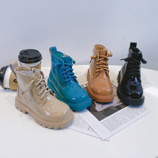 Botas de Cuero Brillante para Niñas - Caña Media Primavera Otoño - Image 16