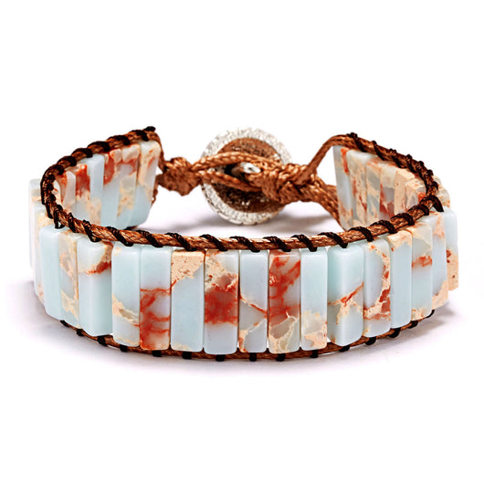 Pulsera de Cuero Tejida a Mano con Piedra Imperial Coloreada - Image 21