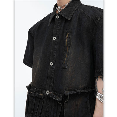 Chaqueta Denim Corta Estilo Retro Desgastado - Image 3