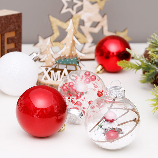 Bolas Navideñas Transparentes Rojo y Blanco para Árbol de Navidad