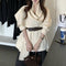 Cardigan Corto de Punto con Cuello de Bufanda y Cinturón para Mujer