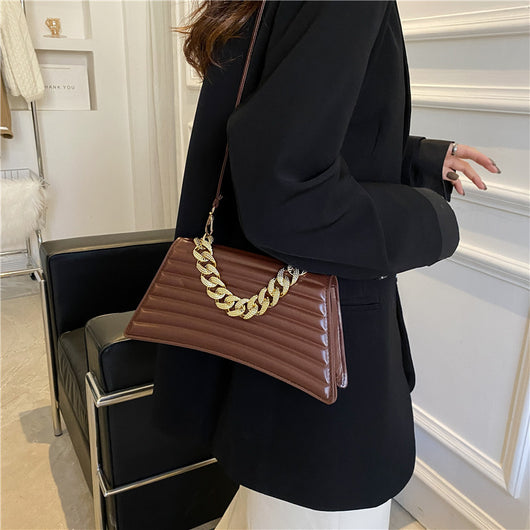 Bolso de Hombro Nupcial Cuadros con Cadena Roja para Mujer