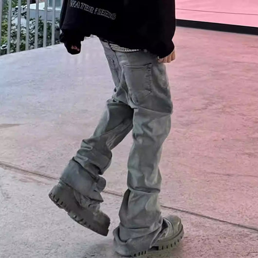 Pantalones Vaqueros Acampanados para Hombre - Estilo Urbano Estadounidense - Image 10