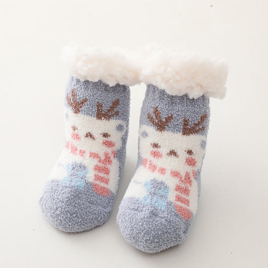 Calcetines Navideños Cordero Terciopelo Coral para Niños - Image 18