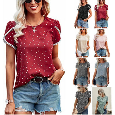 Blusa Casual para Mujer con Estampado Floral y Encaje Crochet - Image 26