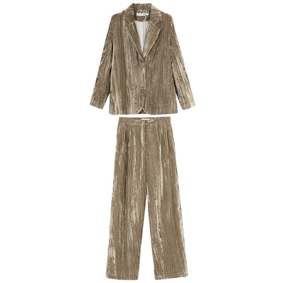 Blazer Mujer Terciopelo Dorado Estilo Francés Primavera Otoño - Image 11