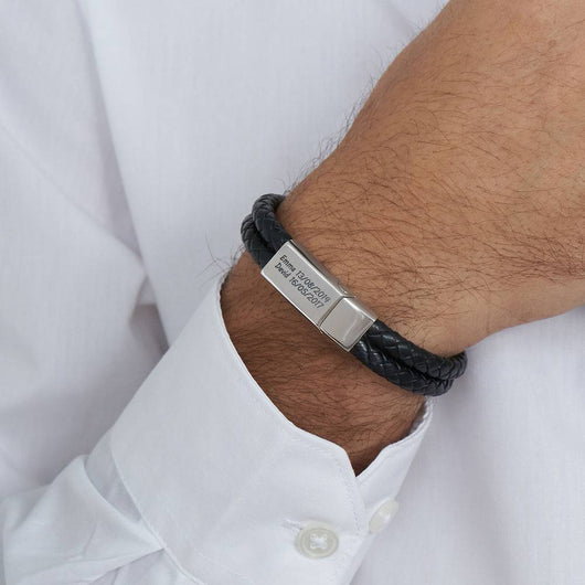 Pulsera de Cuero Genuino para Hombre con Grabado Personalizado - Image 3