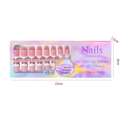 Uñas Postizas Estilo Francés Desmontables sin Marcas - Image 26