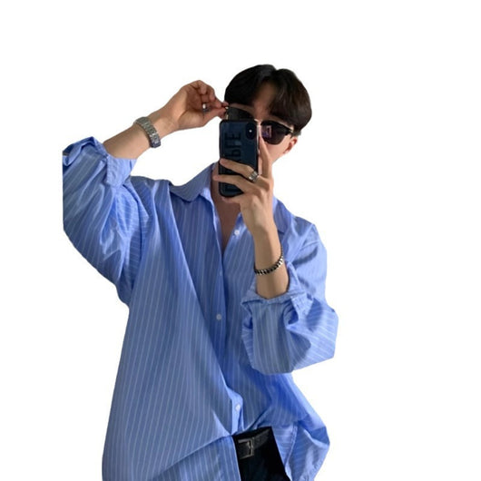 Camisa Personalizada a Rayas para Hombre - Estilo Británico Moderno - Image 7
