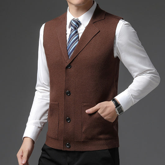 Chaleco de Lana Tejida para Hombre - Cuello Solapa Clásico - Image 15
