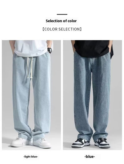 Pantalón Jeans Hombre Corte Recto Ancho Suelto con Caída - Image 21