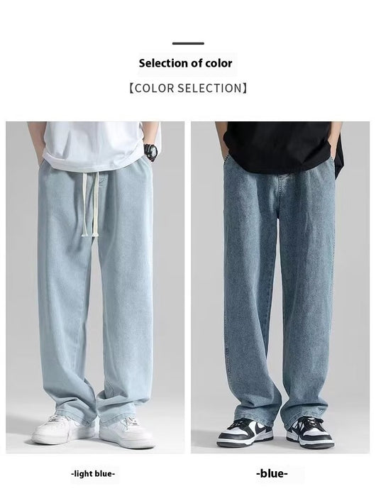 Pantalón Jeans Hombre Corte Recto Ancho Suelto con Caída - Image 21
