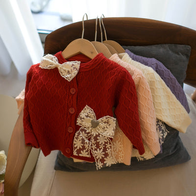 Cardigan Infantil con Moño de Encaje - Image 7