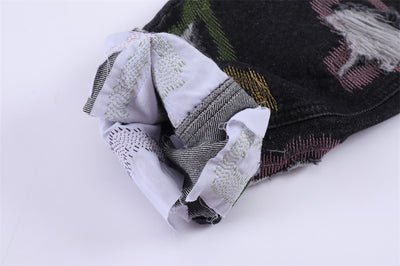 Jeans Rotos con Bordados y Contraste de Colores Estilo Americano - Image 19
