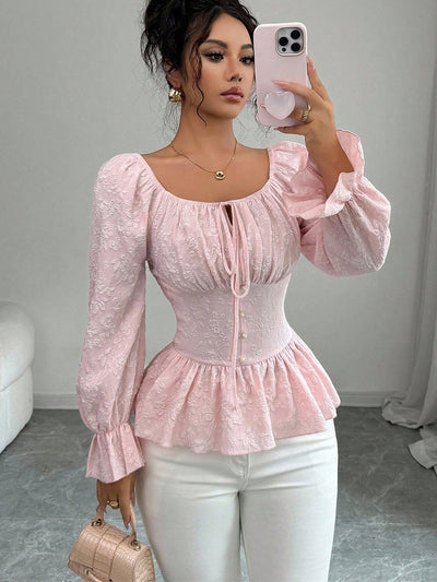 Blusa Elegante Cuello U Estilo Francés con Mangas Largas - Image 7