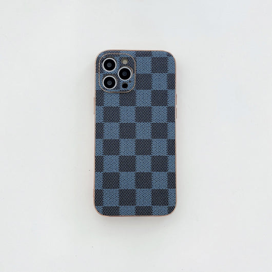 Funda de Cuero Galvanizada con Textura Cuadros para Celular - Image 15