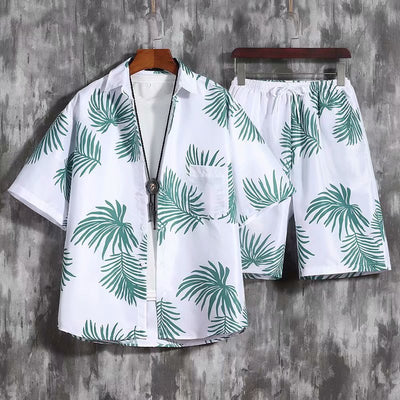 Conjunto de Playa Floral para Hombre - Camisa y Pantalones Cortos - Image 8