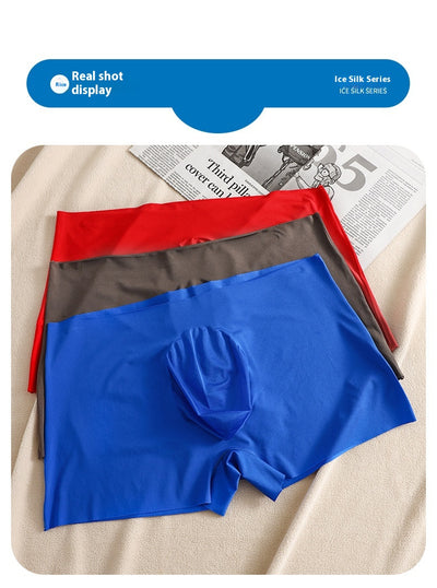 Bóxers de Seda Helada para Hombre - Cintura Media Color Sólido Verano - Image 13