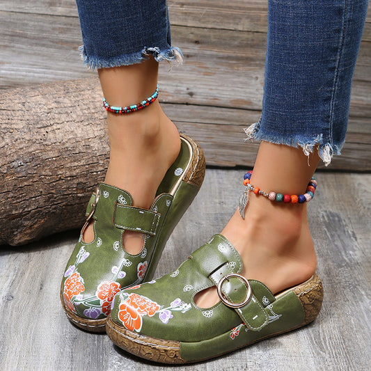 Sandalias Playeras con Plataforma y Estampado - Zuecos Cómodos para Mujer