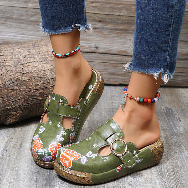 Sandalias Playeras con Plataforma y Estampado - Zuecos Cómodos para Mujer