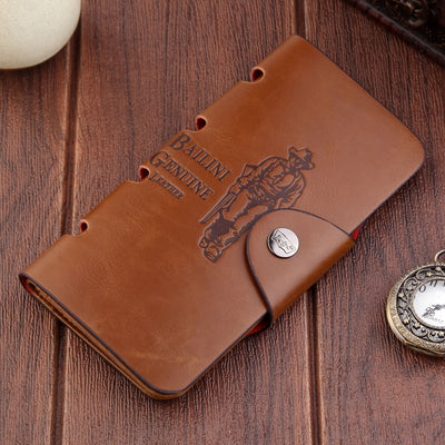 Cartera Larga de Cuero Retro con Diseño de Billete Multifuncional