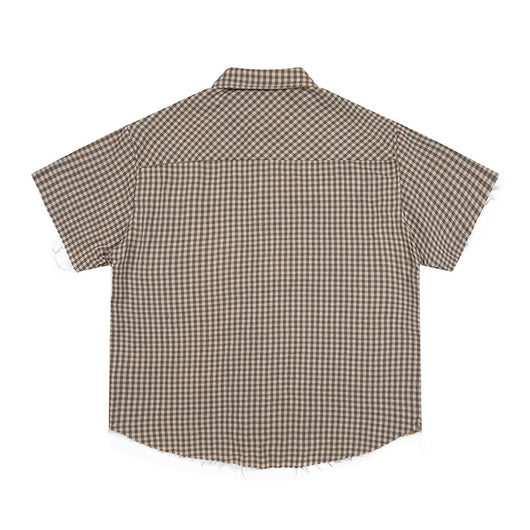 Camisa Corta de Hombre con Diseño Patchwork Cuadros y Graffiti Reversible - Image 4