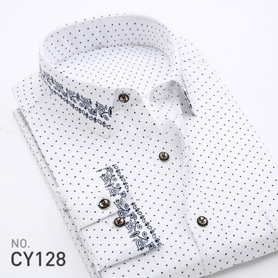 Camisa Estampada de Manga Larga Estilo Coreano para Hombre - Image 13